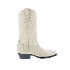 Wild West Mens Caiman Tail Boots Med R-Toe White Boots (NWT)